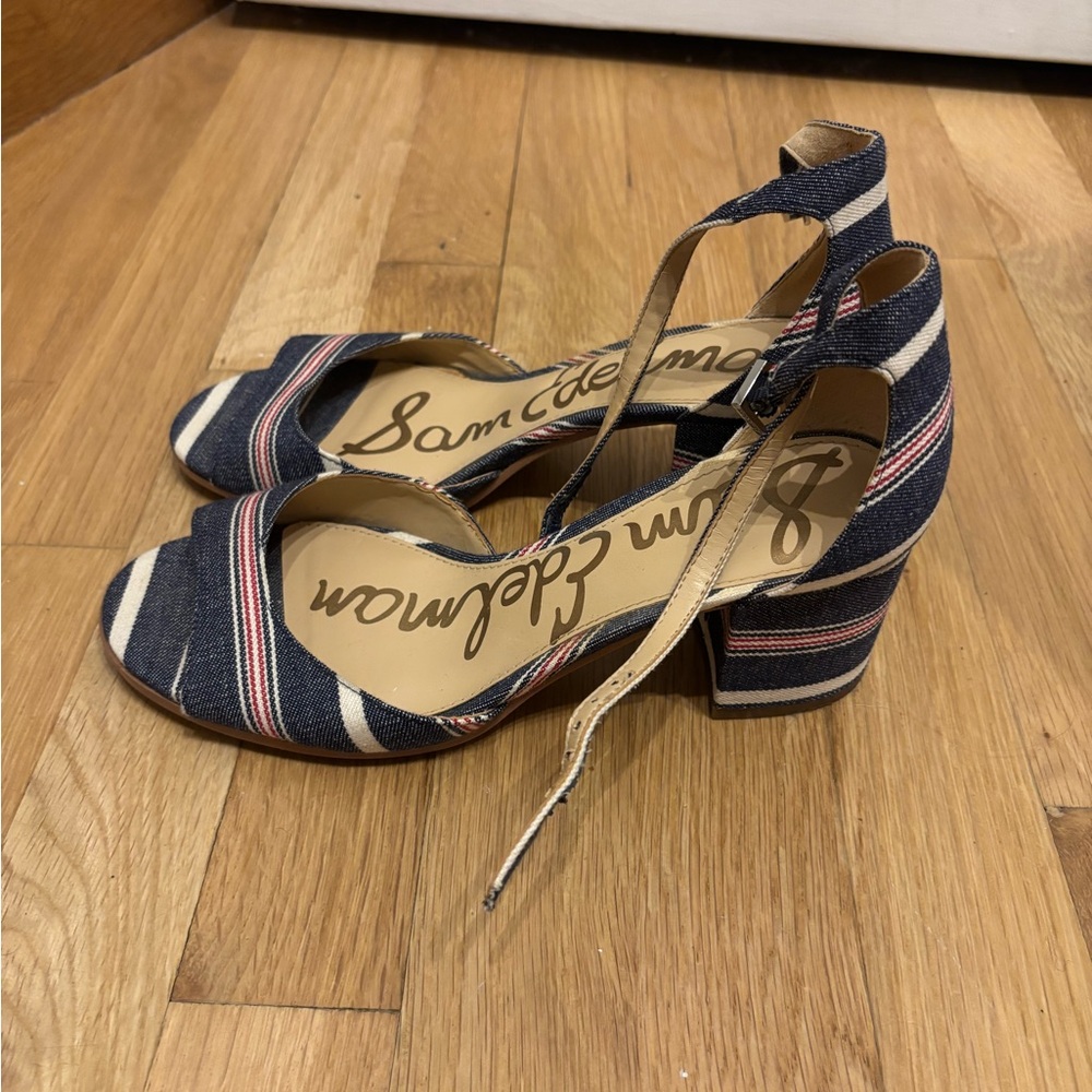 Sam Edelman Women's Navy and White Striped Sandals